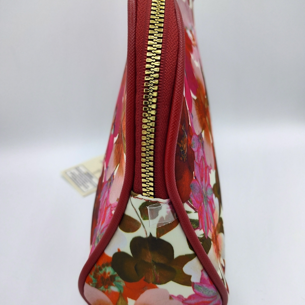 NWT Ted Baker London Floral Cosmetic Makeup Bag Pouch Travel Organizer Red - Picture 4 of 5